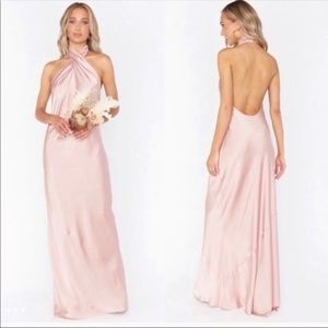 NWT Show Me Your Mumu Jasmine Halter Maxi Dress in rose gold